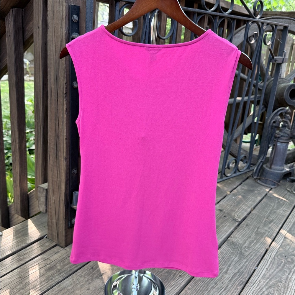 Ann Taylor Hot Pink Sleeveless Draped Neck Shell - Picture 2 of 7